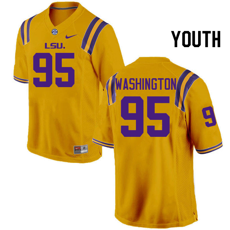 Youth #95 Shone Washington LSU Tigers College Football Jerseys Stitched-Gold